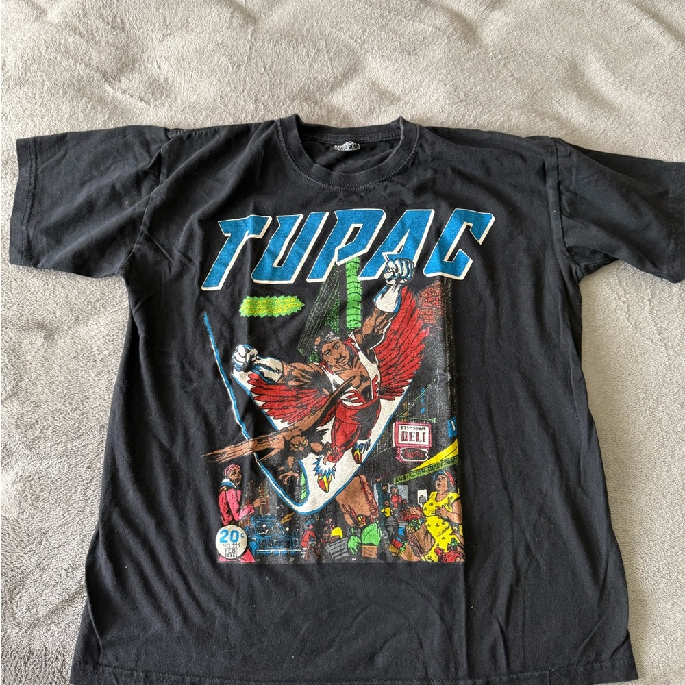 Vintage Tupac 2Pac Falcon Shirt Size Large black Gemrock Tag Rap Tee Rare